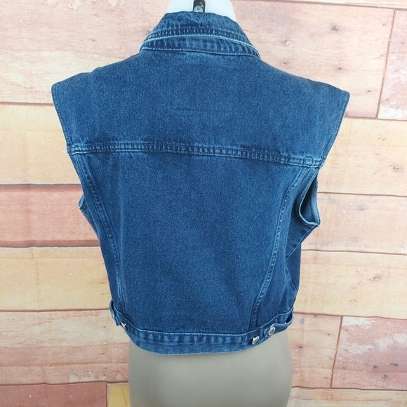 *Made in Canada* VINTAGE Hollywood crop denim sleeveless jeans vest - Picture 7 of 11